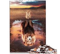 Puzzle pour Adultes Lion Animal King 1000 Pièces Puzzles pour Adultes Enfants Puzzles en Bois adaptés aux Adultes Défi Famille Taille : 50x75cm