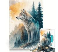 Puzzle pour Adultes Loup Aquarelle dans Un Paysage forestier »,1000 pièces,pour développer la mémoire,ludique,Haute précision,découpe Parfaite,Facile à Apprendre,idéal pour Toute la Famille (50x75cm)