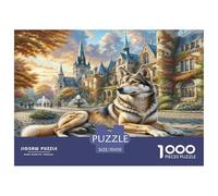 Puzzle pour Adultes Loup français Husky au Repos, par Castle Educational Games. Idéal pour se détendre et décorer Un Mur. 70 x 50 cm/1000 pièces.