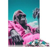 Puzzle pour Adultes Lunettes de Soleil Gorille Cool Puzzle de 500 pièces en Bois pour Adultes et à partir de 18 Ans Jeu éducatif 500 pièces (52x38cm)