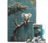 Puzzle pour Adultes, Motif Elephant on A Tree Branch, Format 500 PCS