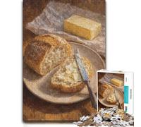 Puzzle pour Adultes, Motif Rustic Sourdough Bread and Butter Still Life, 500 PCS