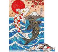 Puzzle pour Adultes - Motifs de carpes koï et vitraux - 1000 pièces - Puzzle en Papier - Convient aux Adultes de Plus de 18 Ans - Casse-tête - 38 x 26 cm / 1000 pièces