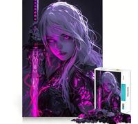 Puzzle pour Adultes Neon Demon Girl, 1000 pièces, renforce la mémoire, se détend et s'amuse, qualité supérieure, pour Les fêtes (38x52cm)