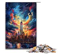 Puzzle pour Adultes New York USA entouré d'éclaboussures Beaucoup de Couleurs Puzzle 1000 pièces Excellent Cadeau Convient aux Adolescents de 14 Ans et Plus 75x50cm