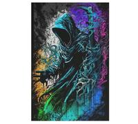 Puzzle pour Adultes Painting The Grim Reaper 1000 Pièces Puzzle en Bois pour Adultes Et Enffourmis À Partir De 12 Ans Puzzle Éducatif Jeu Familial (78×53cm)