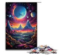 Puzzle pour Adultes Paysage planétaire psychédélique coloré 1000 pièces Puzzle en Bois pour Adultes et Enfants à partir de 12 Ans 1000 pièces (75 x 50 cm)