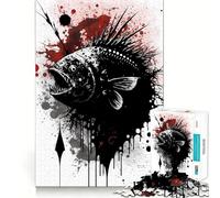 Puzzle pour Adultes Pêche à la baudroie 1000 pièces Peinture à l’Encre,Puzzle de Haute précision,Facile à Apprendre,idéal pour Toute la Famille 38x52cm Découpe de Haute précision,Amusant et Stimulant