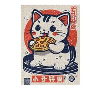 Puzzle pour Adultes Pizza Cat Illustration Puzzle pour Adultes - Jeu Manuel - Une Œuvre d'art - Idéal comme Cadeau pour Toute La Famille 52x38cm/1000pcs