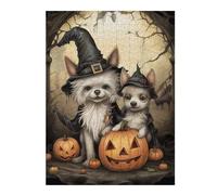 Puzzle pour Adultes Poodle Halloween Witch Hat Puzzles pour Adultes, Jouets À Monter Soi-même, pour S'amuser en Famille, Une Offre Idéale comme Cadeau pour Toute La Famille 52x38cm/1000pcs