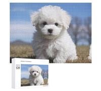 Puzzle pour adultes - Puzzle bichon frisé avec lettres au dos - Puzzle personnalisé parfait pour les soirées de jeu, décoration d'intérieur, cadeau