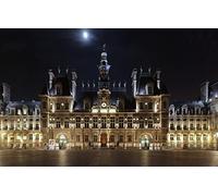 Puzzle pour Adultes, Puzzle Classique 3D en Papier de 1000 pièces, représentant l'Hôtel de Ville de Paris la Nuit, Un immeuble d'hôtel, Puzzle personnalisé de 52 x 38 cm.