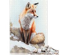 Puzzle pour Adultes Renard Roux Arctique Puzzle de 1000 pièces en Bois pour Adultes et à partir de 18 Ans Jouet éducatif 1000 pièces (75x50cm)