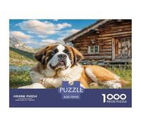 Puzzle pour Adultes représentant Un Adorable Chien Saint-Bernard (Log Cabin) Jeux éducatifs et détendus, idéal pour décorer Un Mur 70x50 cm/1000pcs