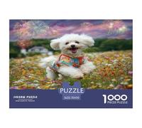 Puzzle pour Adultes représentant Un Adorable Petit Chien dans Un Champ de Fleurs Un Jeu Stimulant et Relaxant (70x50 cm/1000pcs).