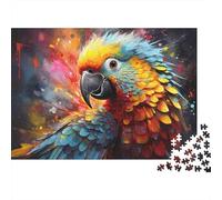 Puzzle pour Adultes représentant Un Perroquet coloré (Portrait) Ara psychédélique en Gros Plan Jeu éducatif et détendu décoration Murale 38 x 26 cm/1000 pièces