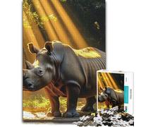 Puzzle pour Adultes Rhino in The Jungle Sunlight 1000pcs (52x38cm) | Profitez de ce loisir calme pour adultes les jours de pluie, pour progresser pièce après pièce.