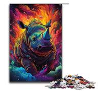 Puzzle pour Adultes Rhinocéros coloré 1000 pièces Puzzle Excellent Cadeau Convient aux Adolescents de 14 Ans et Plus 1000 pièces (38 x 26 cm)