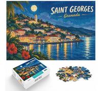 Puzzle pour Adultes Saint Georges, Grenada at Night 1000pcs (52x38cm) Motif | Comme idée cadeau de Noël : ce puzzle pour adultes avec 1000 pièces convient aux loisirs calmes sans écran.
