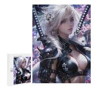 Puzzle pour Adultes Samurai Cat Warrior Artwork Puzzles pour Adultes Améliorez Votre Mémoire Activités Ludiques À La Maison Idéal comme Cadeau 500 PCS