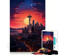 Puzzle pour Adultes Space Needle de Seattle (Washington), 1000 pièces, Jouet d'entraînement cérébral, détente et création Artistique (50x75cm)