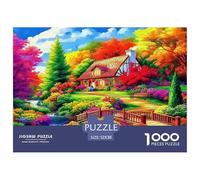 Puzzle pour Adultes sur Le thème de la Montagne et de la Campagne Pont et Chalet dans Les Bois d'automne, Jeu éducatif et défi, décoration Murale, 52 x 38 cm/1000 pièces