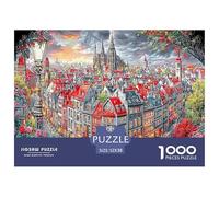 Puzzle pour Adultes sur Le thème du Village médiéval Une Ville colorée avec de Vieux bâtiments, Un défi Stimulant et Relaxant pour se détendre (52x38 cm/1000pcs).