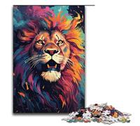 Puzzle pour Adultes Tête de Lion psychédélique colorée 1000 pièces Puzzle en Bois pour Adultes et Enfants à partir de 12 Ans 1000 pièces (38 x 26 cm)