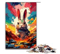 Puzzle pour Adultes Un Lapin dans Le cratère entouré d'éclaboussures Puzzle de 1000 pièces Excellent Cadeau pour Les Adolescents de 14 Ans et Plus Dimensions 75 x 50 cm