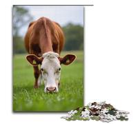Puzzle pour Adultes Vache Mangeant de l'herbe 1000 pièces Puzzle en Bois pour Adultes et Enfants à partir de 12 Ans 1000 pièces (38 x 26 cm)