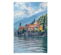 Puzzle pour Adultes, Village des Amoureux, Lac de Côme, 1 000 pièces, Design Moderne, Affiche Haute résolution en Carton, 12 Ans et plus-38x52cm