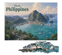 Puzzle pour Adultes, Visit Philippines, en Bois, 300 pièces | Le montage en commençant par les bords - une organisation simple du motif seul ou à plusieurs.