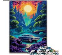 Puzzle pour Adultes Voiture néon dans la Nature 1000 pièces, activité familiale avec Affiche et fiche de Questions-réponses pour Les 14 Ans et Plus (50x75cm)