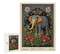 Puzzle pour Adultes William Morris Elephant Floral Casse-tête pour Adultes - Jeu De Réflexion pour Améliorer La Mémoire - Cadeaux d'anniversaire Et Cadeaux Uniques 500 PCS