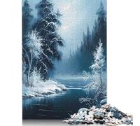 Puzzle pour Adultes Winter Wonderland Oil Pain 1000 pièces Puzzles en Bois Puzzle Adultes et Jeu Stimulant 1000 pièces (75 x 50 cm)