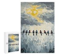 Puzzle pour Adultes1000 PCS Birds on A Wire Painting Casse-tête pour Adolescents, Jeu De Réflexion, Décoration Intérieure, Cadeau d'anniversaire Unique 1000 PCS