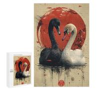 Puzzle pour Adultes1000 PCS Black and White Swan Puzzle Casse-tête, Jeu D'assemblage De Motifs, Cadeau d'anniversaire Unique 1000 PCS