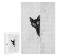 Puzzle pour Adultes1000 PCS Black Cat Peeking Puzzle Casse-tête, Jeu D'assemblage De Motifs, Cadeau d'anniversaire Unique 1000 PCS