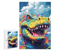 Puzzle pour Adultes1000 PCS Colorful Dinosaur Art Print-7 Puzzle pour Adolescents pour S'amuser en Famille, Un Défi Éducatif, Un Cadeau d'anniversaire Unique 1000 PCS