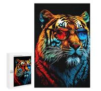 Puzzle pour Adultes1000 PCS Colorful Tiger Sunglasses Art Puzzle pour Adolescents pour S'amuser en Famille, Un Défi Éducatif, Un Cadeau d'anniversaire Unique 1000 PCS