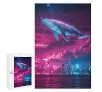 Puzzle pour Adultes1000 PCS Cosmic Whale Over Cityscape Casse-tête pour Adolescents, Jeu De Réflexion, Décoration Intérieure, Cadeau d'anniversaire Unique 1000 PCS