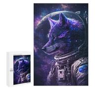 Puzzle pour Adultes1000 PCS Cosmic Wolf Astronaut Art Print Puzzle pour Adolescents pour S'amuser en Famille, Un Défi Éducatif, Un Cadeau d'anniversaire Unique 1000 PCS
