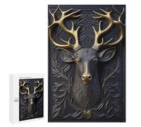 Puzzle pour Adultes1000 PCS Deer Gold Relief Deco Casse-tête pour Adolescents - Jeu De Réflexion - Améliore La Mémoire - Aide À Exercer Le Cerveau 1000 PCS