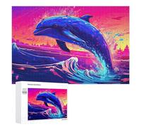 Puzzle pour Adultes1000 PCS Dolphin Leaping in Vibrant Colors Puzzles pour Adolescents, Jouet, Décoration Murale, Passe-Temps, Cadeau d'anniversaire, Cadeaux, 1000 PCS