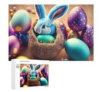 Puzzle pour Adultes1000 PCS Easter Bunny with Eggs Basket-1 Puzzle pour Adultes, Jeu De Réflexion, Cadeau d'anniversaire Ou De Noël 1000 PCS