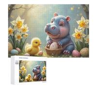 Puzzle pour Adultes1000 PCS Easter Hippo Chick Egg Basket Puzzle pour Adultes, Jeu De Réflexion, Cadeau d'anniversaire Ou De Noël 1000 PCS
