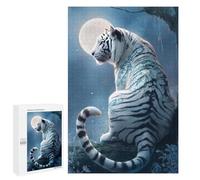 Puzzle pour Adultes1000 PCS Enchanted White Tiger Moonlit Forest Puzzle pour Adolescents pour S'amuser en Famille, Un Défi Éducatif, Un Cadeau d'anniversaire Unique 1000 PCS