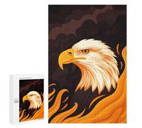 Puzzle pour Adultes1000 PCS Fierce Eagle Vector Portrait with Fiery Backdrop Casse-tête pour Adolescents, Jeu De Réflexion, Décoration Intérieure, Cadeau d'anniversaire Unique 1000 PCS