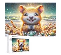 Puzzle pour Adultes1000 PCS Golden Hamster on Beach Puzzles pour Adolescents, Jouet, Décoration Murale, Passe-Temps, Cadeau d'anniversaire, Cadeaux, 1000 PCS