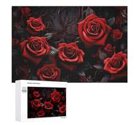Puzzle pour Adultes1000 PCS Gothic Red Rose Wallpaper Mural Puzzle pour Adultes, Jeu De Réflexion, Cadeau d'anniversaire Ou De Noël 1000 PCS